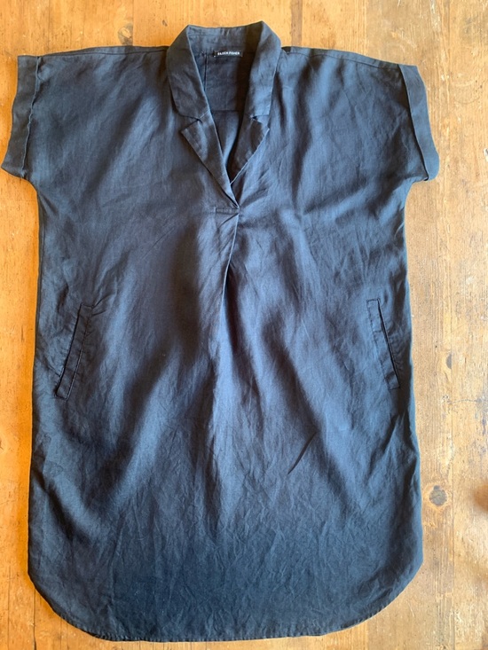 Eileen Fisher Dresses & Skirts - Eileen Fisher Black Short-Sleeve Linen Button Down Dress